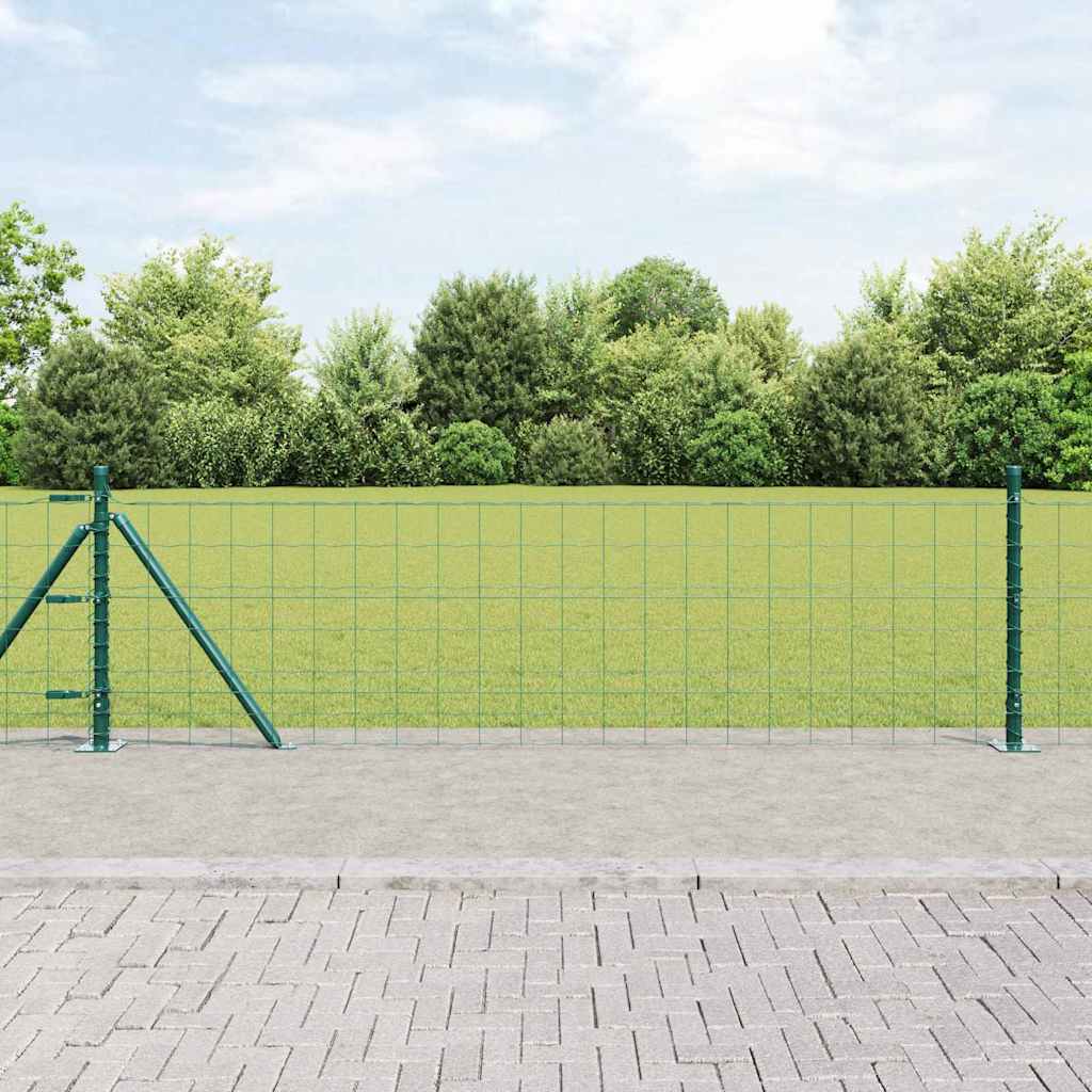 Vidaxl hek met paal groen 0,6 x 25 m staal en pvc