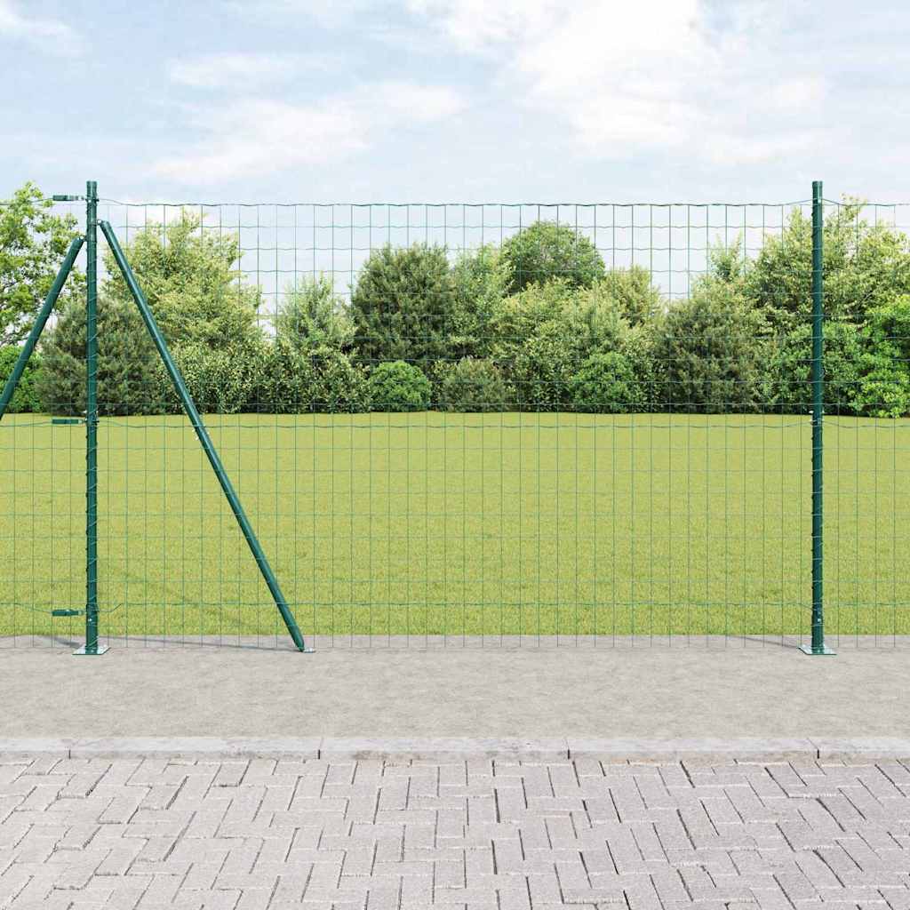 Vidaxl hek met paal groen 1,5 x 10 m staal
