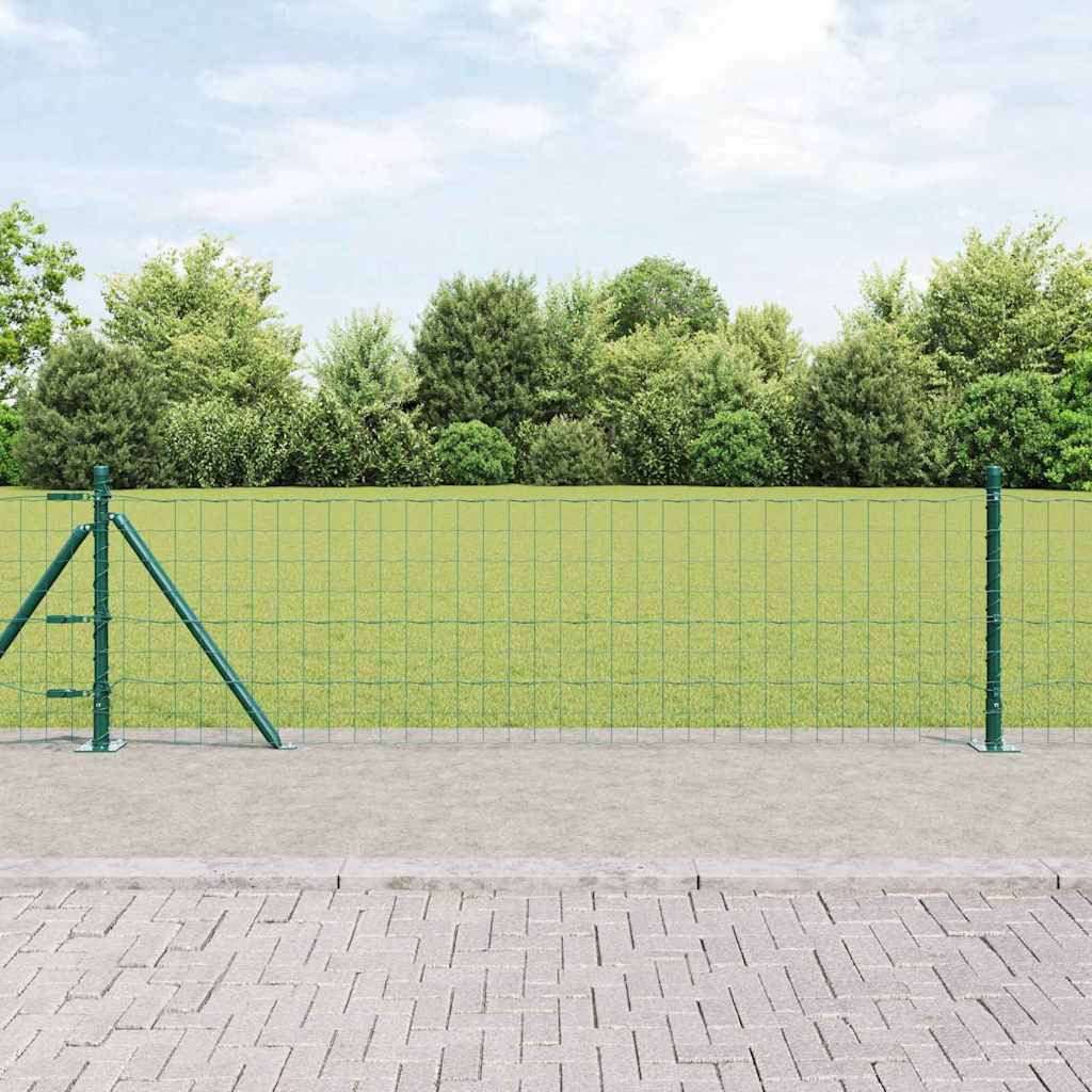 Vidaxl hek met paal groen 0,4 x 25 m staal en pvc