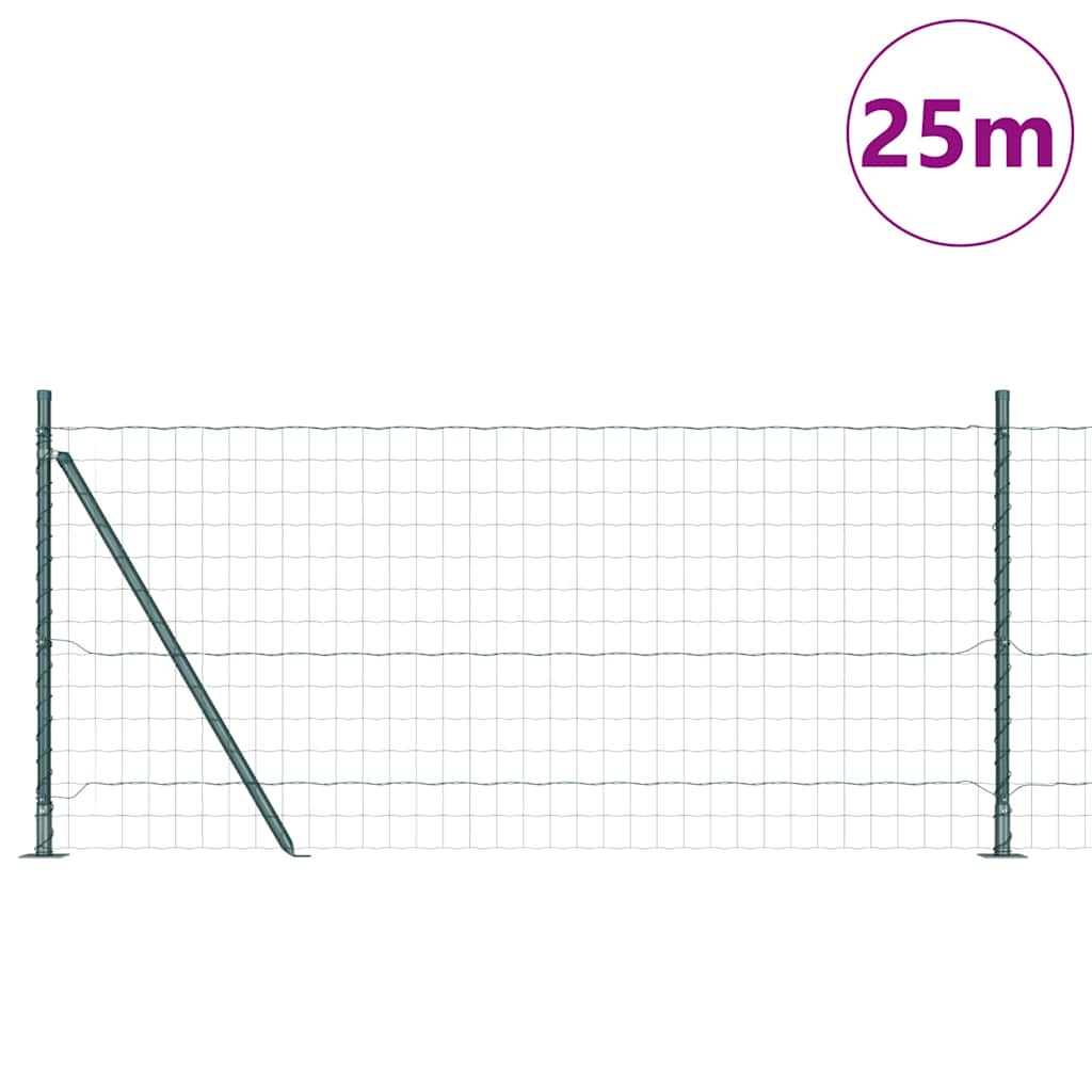 Vidaxl hek met paal groen 0,8 x 25 m staal