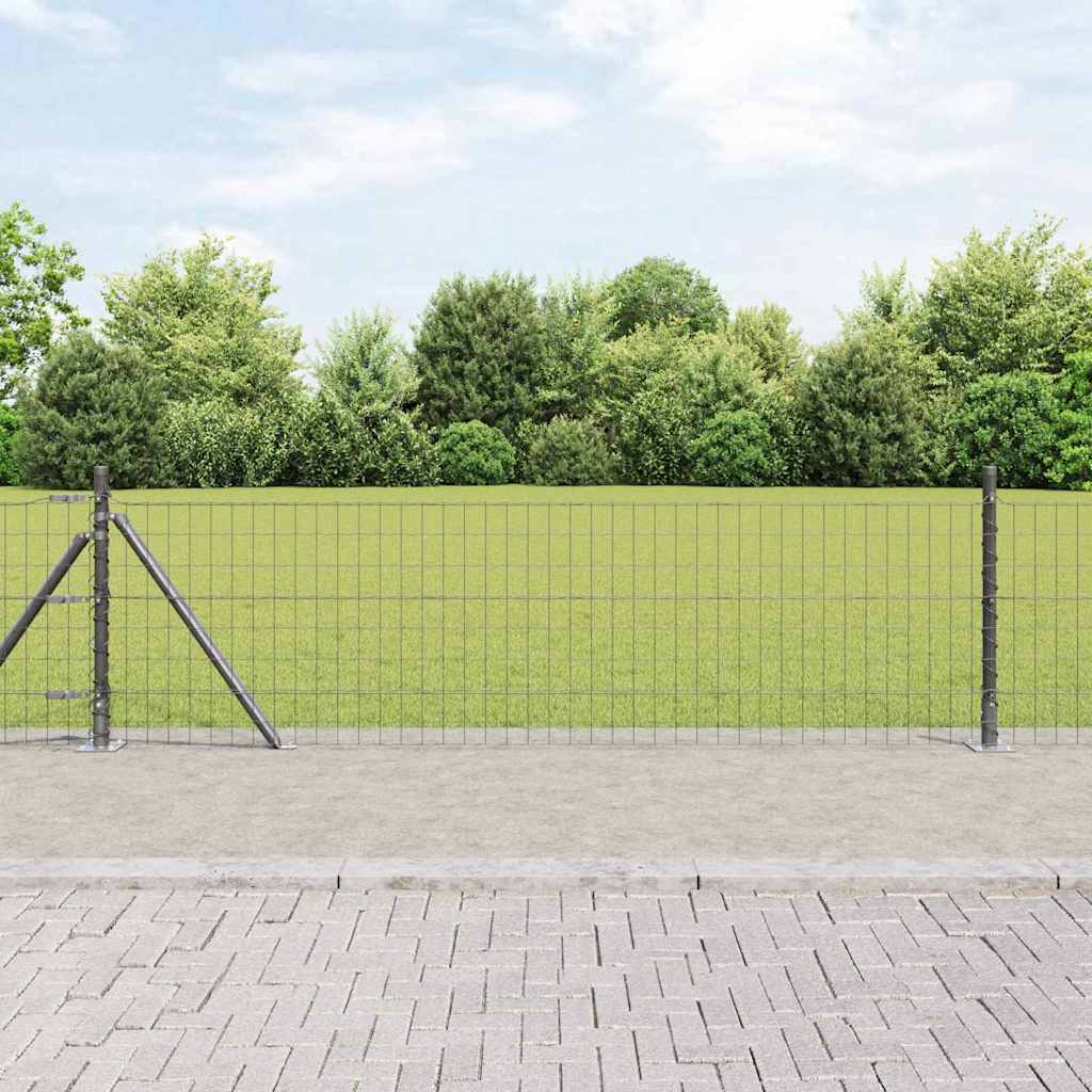 Vidaxl hek met paal grijs 0,4 x 10 m staal en pvc