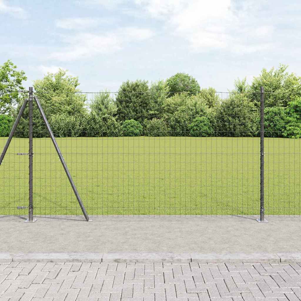 Vidaxl hek met paal grijs 1,2 x 10 m staal en pvc