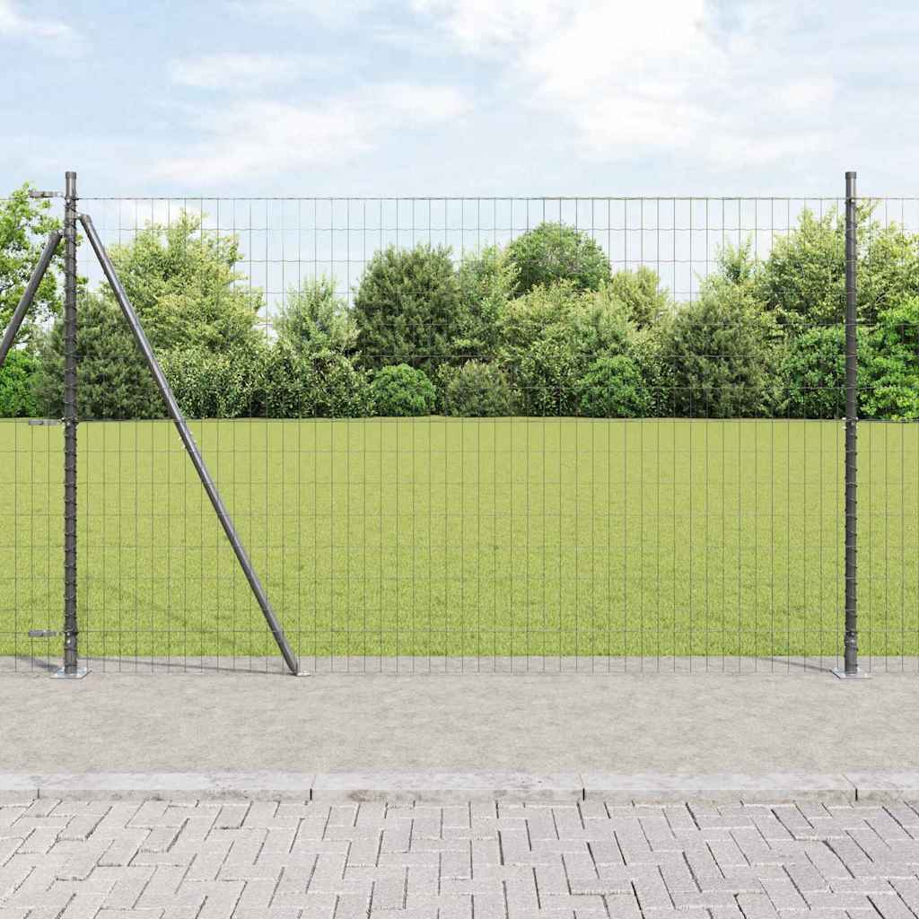 Vidaxl hek met paal grijs 1,5 x 10 m staal en pvc