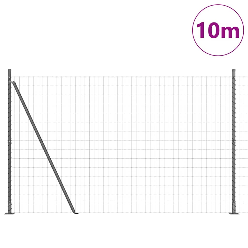 Vidaxl hek met paal grijs 1,5 x 10 m staal en pvc