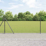 Vidaxl hek met paal grijs 0,8 x 25 m staal en pvc