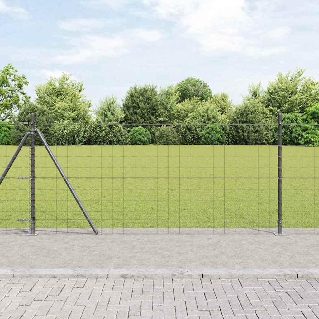 Vidaxl hek met paal grijs 0,8 x 25 m staal