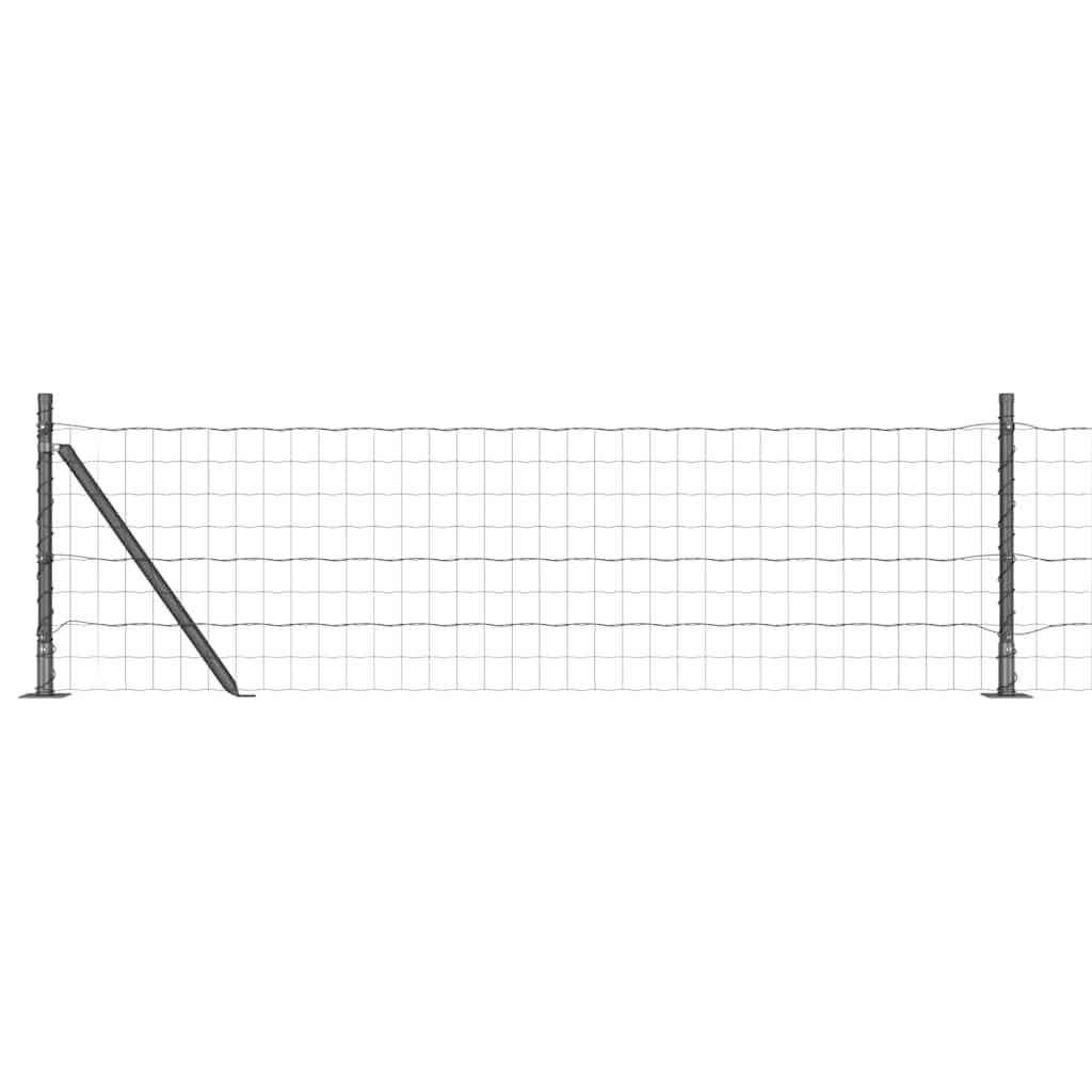 Vidaxl hek met paal grijs 0,6 x 25 m staal en pvc