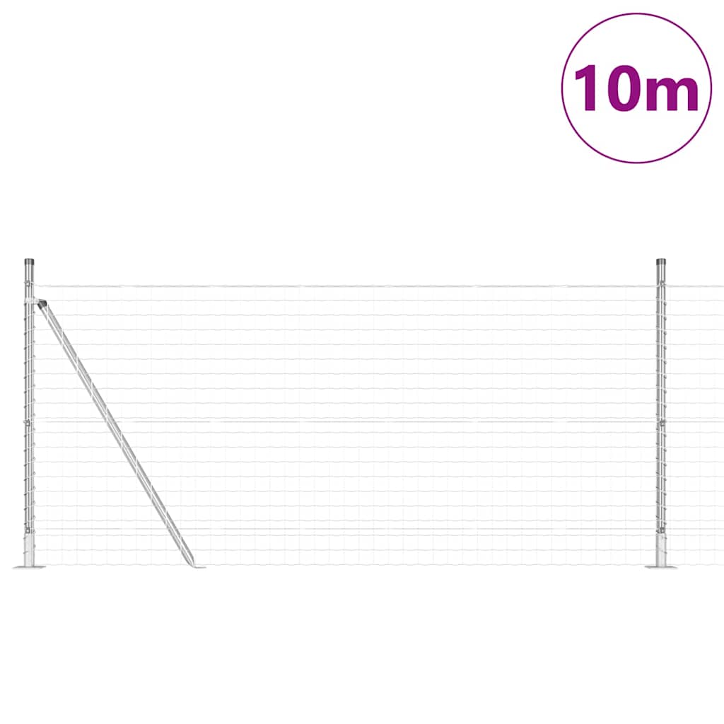 Vidaxl hek met paal zilver 0,8 x 10 m staal