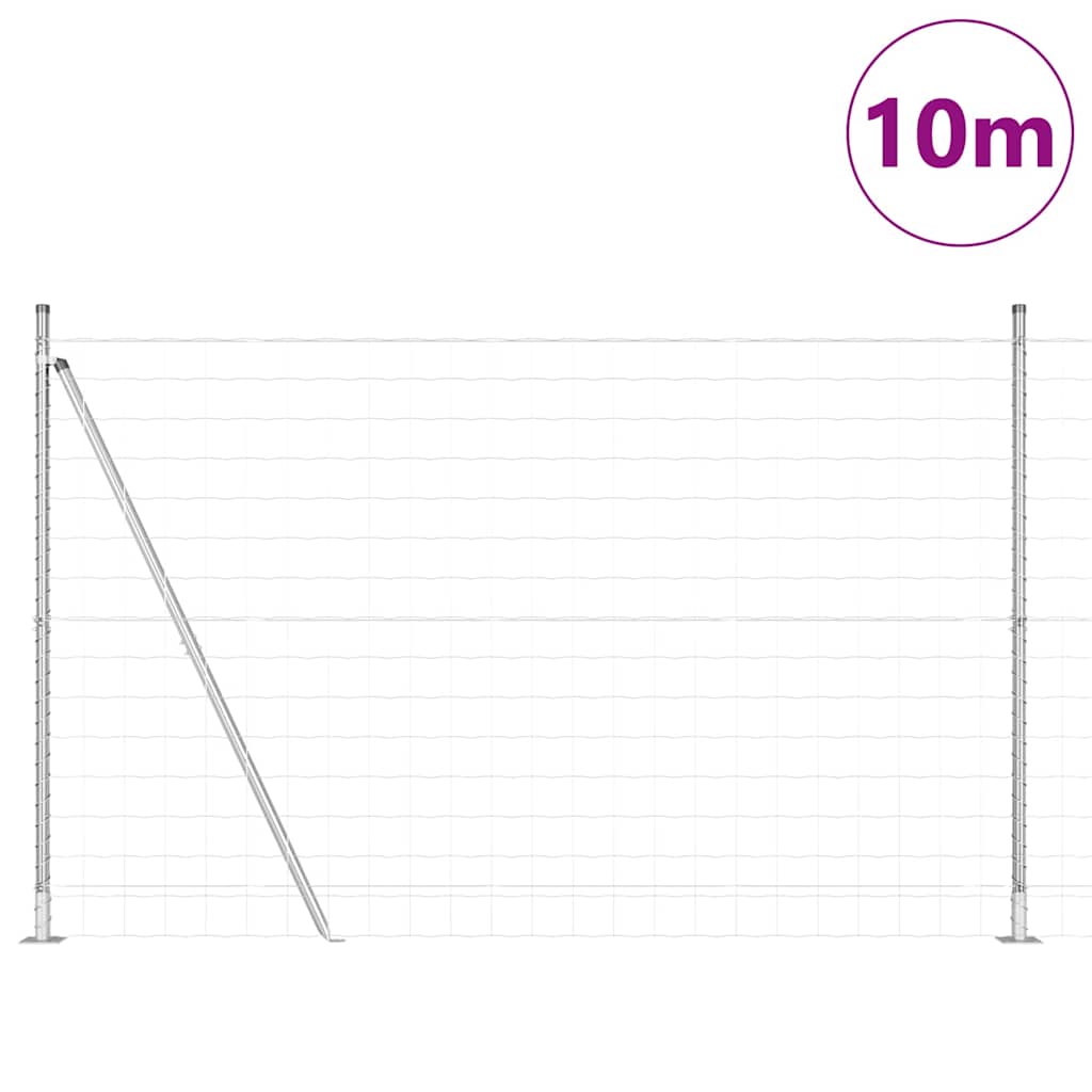 Vidaxl hek met paal zilver 1,6 x 10 m staal