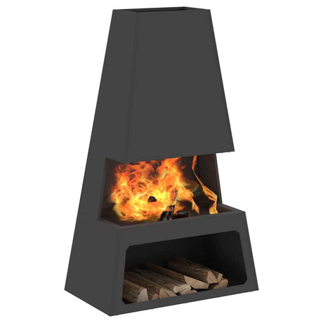 Vidaxl vuurkom zwart 60 x 35 x 100 cm weervast staal