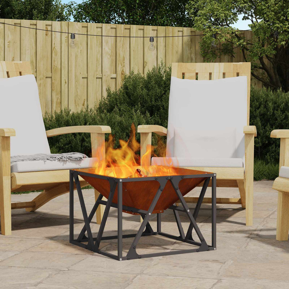 Vidaxl vuurkorf bruin 50 x 50 x 35 cm cortenstaal