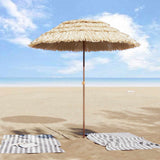 Vidaxl strandparasol 160 x 160 x 196 cm polyester en staal naturel