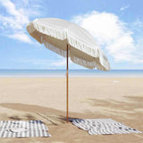 Vidaxl strandparasol grijs en wit 160 x 160 x 196 cm