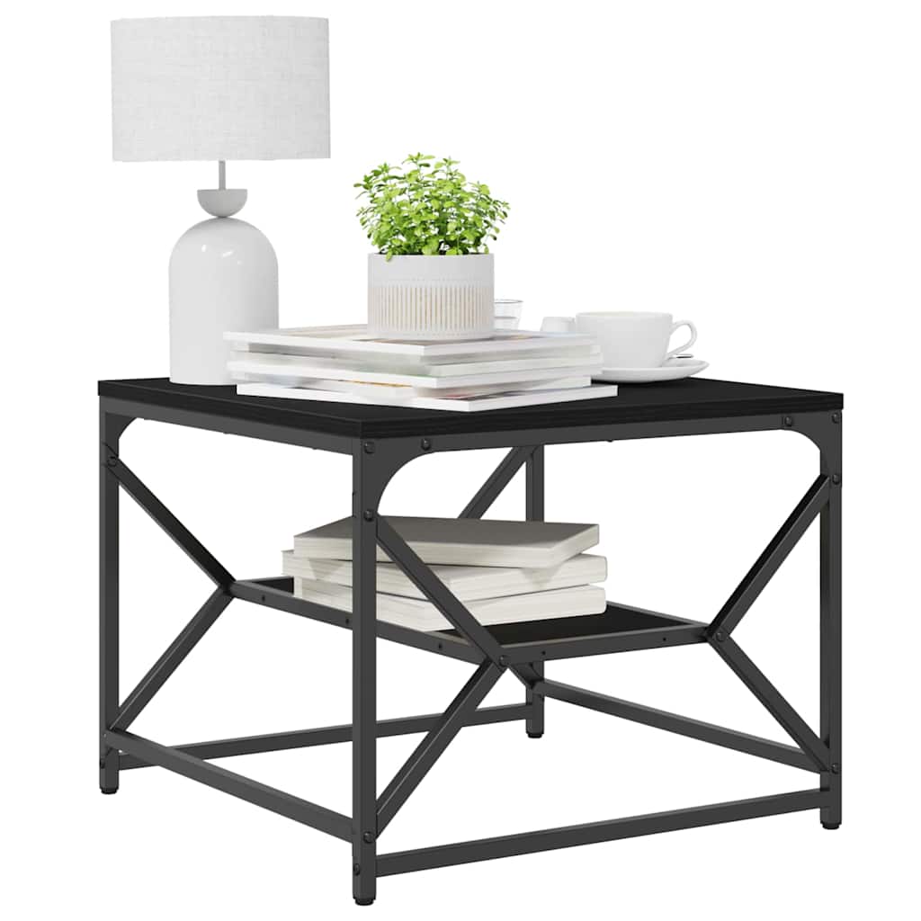 Vidaxl salontafel zwart eiken 51 x 50 x 40 cm engineered hout en staal