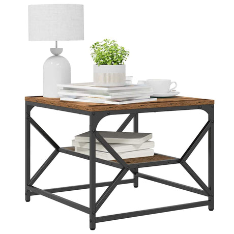 Vidaxl salontafel oud hout 51 x 50 x 40 cm engineered hout en staal