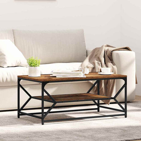 Vidaxl salontafel oud hout 90 x 50 x 40 cm engineered hout en staal