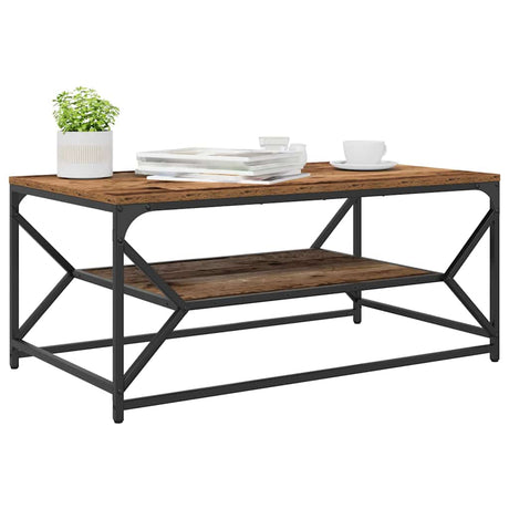 Vidaxl salontafel oud hout 90 x 50 x 40 cm engineered hout en staal