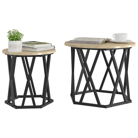 Vidaxl bijzettafel 2 st sonoma eiken 50 x 50 x 40 cm