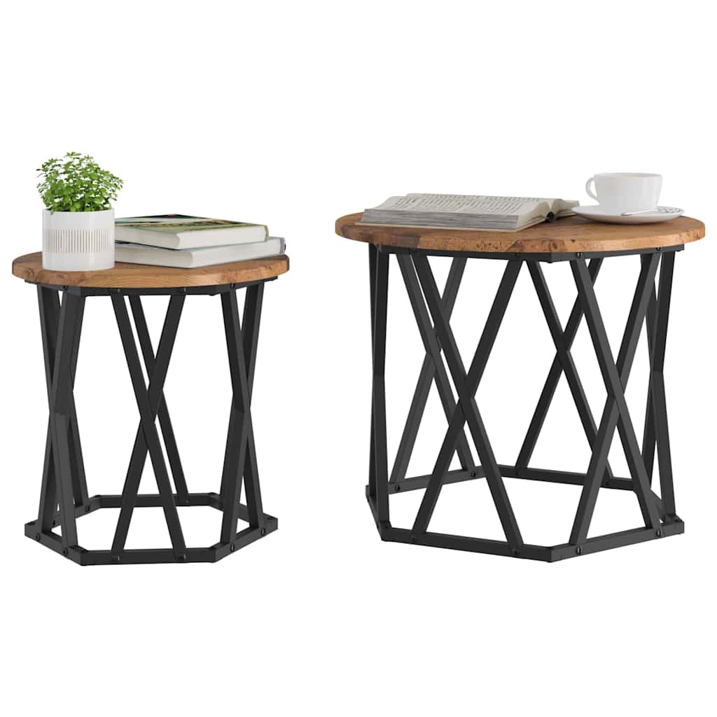 Vidaxl bijzettafel 2 st hergebruikt hout 50 x 50 x 40 cm