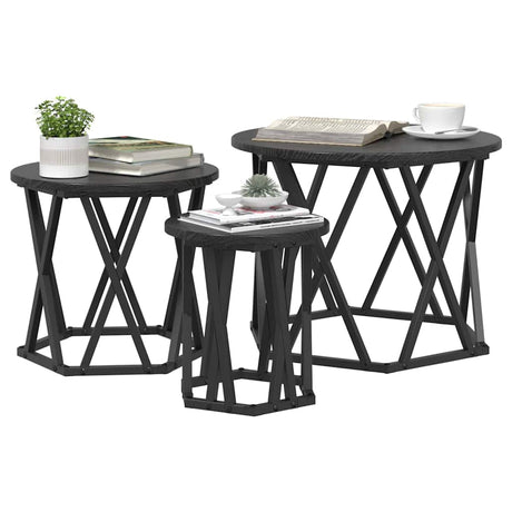 Vidaxl nestbare bijzettafel 3 st zwart eiken 53 x 53 x 40 cm