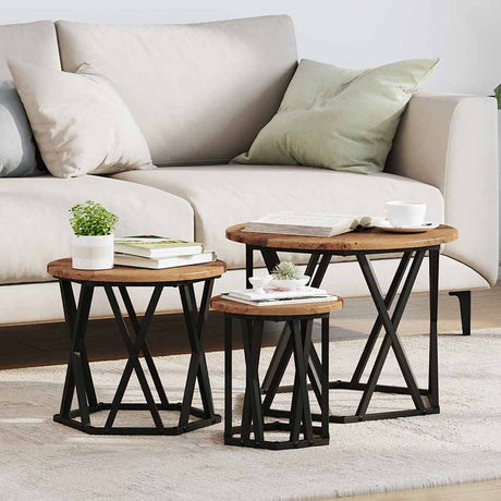 Vidaxl nestbare bijzettafel 3 st oud hout 53 x 53 x 40 cm