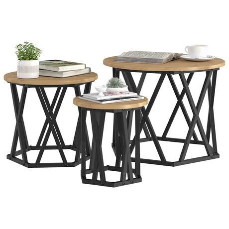 Vidaxl nestbare bijzettafel 3 st artisan eiken 53 x 53 x 40 cm