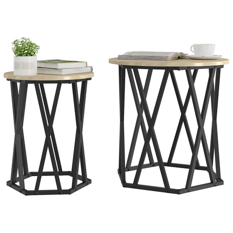 Vidaxl salontafel 2 st sonoma eiken 50 x 50 x 50 cm