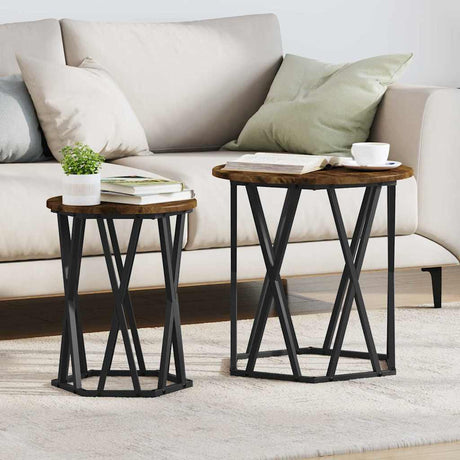 Vidaxl salontafel 2 st gerookt eiken 50 x 50 x 50 cm