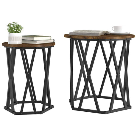Vidaxl salontafel 2 st gerookt eiken 50 x 50 x 50 cm