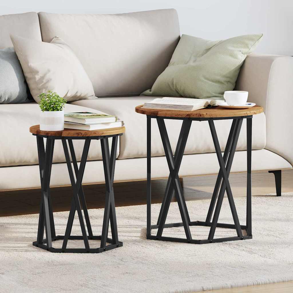 Vidaxl salontafel 2 st oud hout 50 x 50 x 50 cm