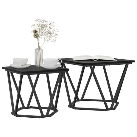 Vidaxl bijzettafelset 2 st zwart eiken 50 x 50 x 40 cm