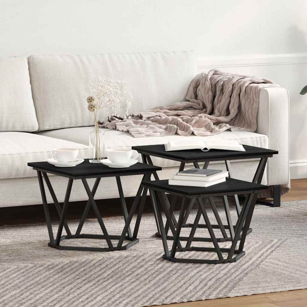 Vidaxl salontafel 3 st zwart eiken 50 x 50 x 40 cm