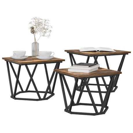 Vidaxl salontafel 3 st gerookt eiken 50 x 50 x 40 cm