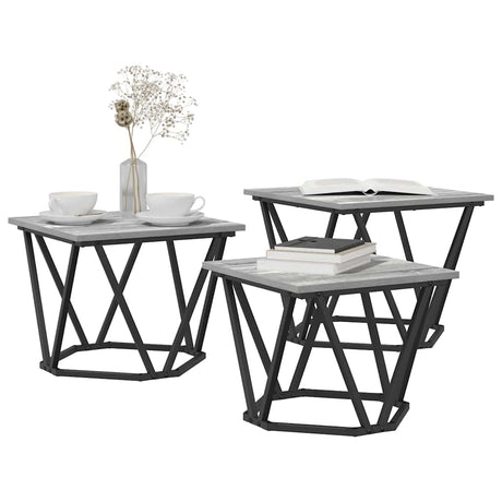 Vidaxl salontafel 3 st grijs sonoma 50 x 50 x 40 cm