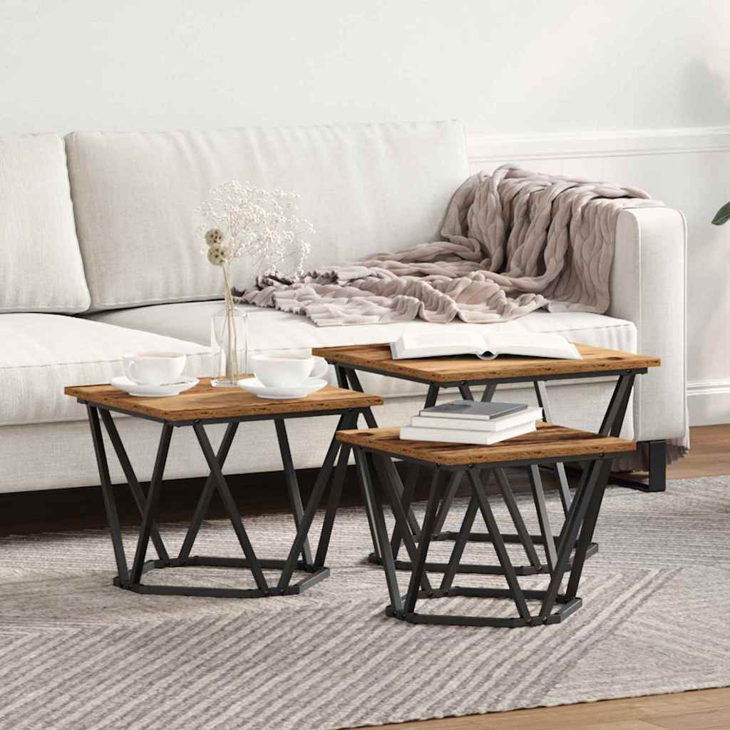 Vidaxl salontafel 3 st oud hout 50 x 50 x 40 cm