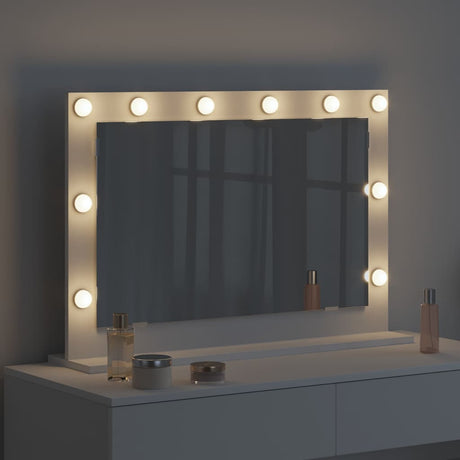 Vidaxl schmink spiegel wit 80 x 15 x 18 cm glas en hout met kunststof