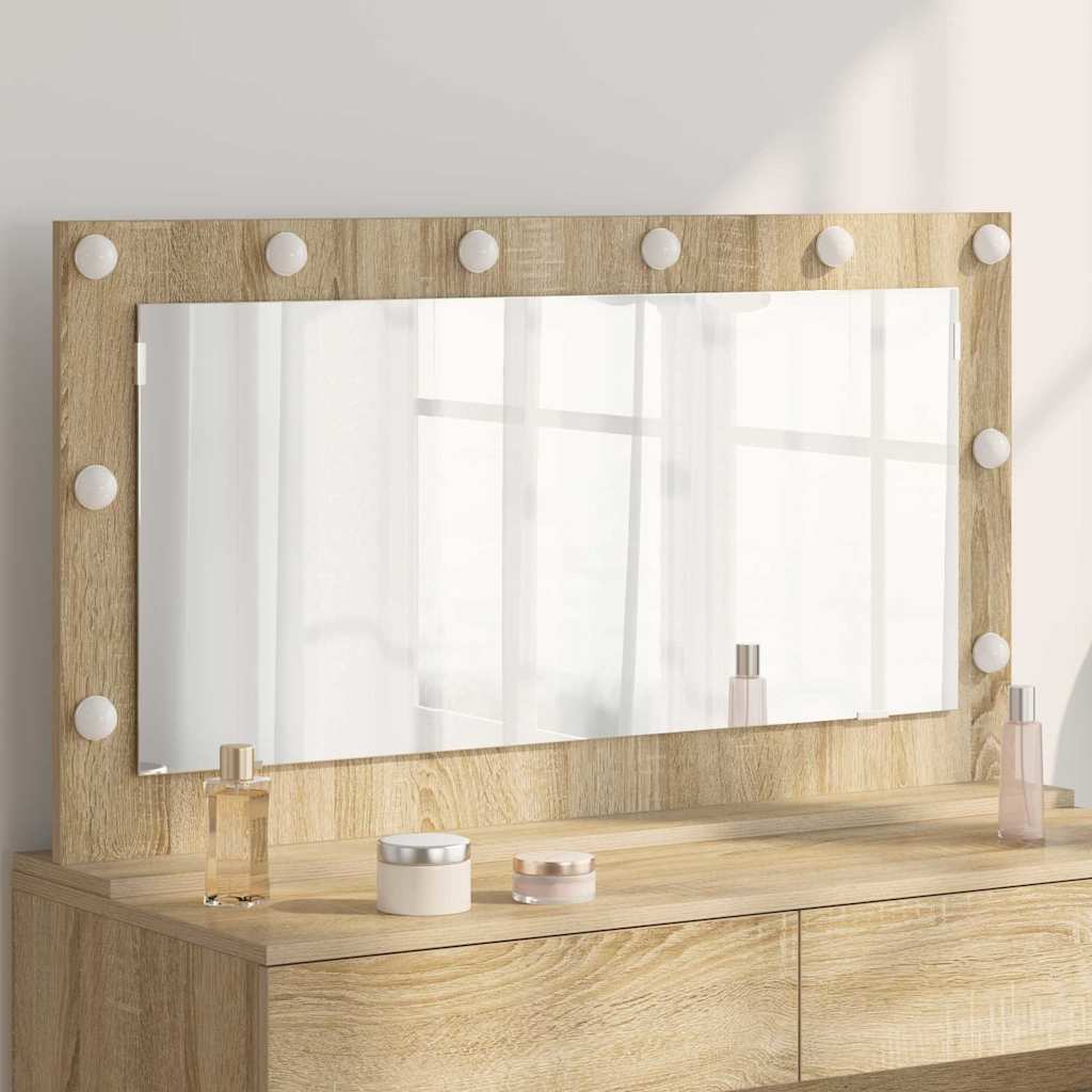 Vidaxl schmink spiegel rechthoekig sonoma eiken 100 x 55 x 18 cm
