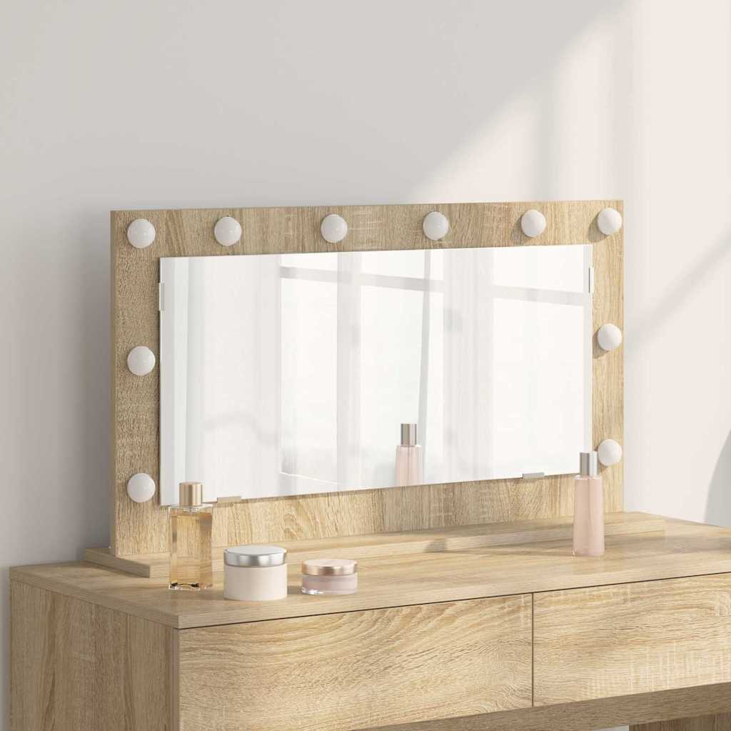 Vidaxl schmink spiegel rechthoekig sonoma eiken 80 x 45 x 18 cm