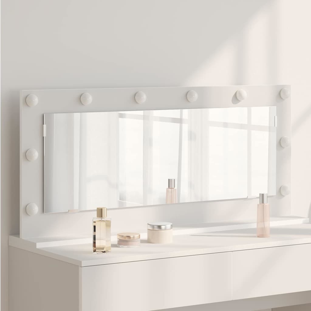 Vidaxl schmink spiegel wit 100 x 45 x 18 cm glas en hout met kunststof