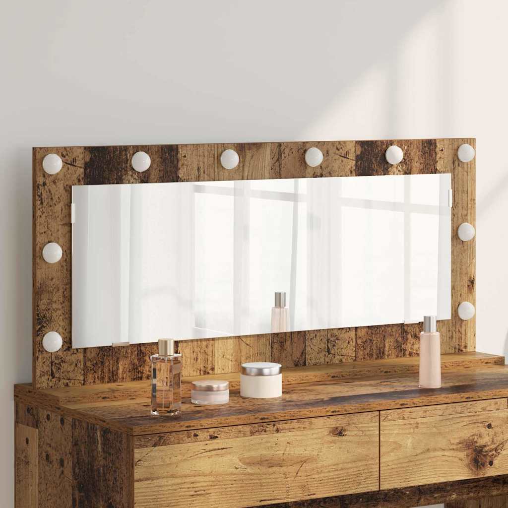 Vidaxl schmink spiegel rechthoekig oudhout 100 x 45 x 18 cm