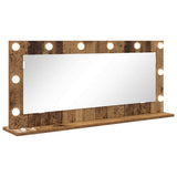 Vidaxl schmink spiegel rechthoekig oudhout 100 x 45 x 18 cm