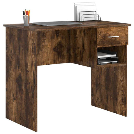 Vidaxl bureau gerookt eiken 90 x 49 x 75 cm bewerkt hout