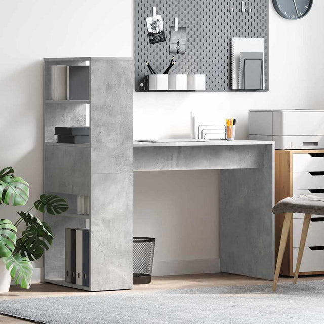 Vidaxl bureau beton grijs bewerkt hout 113 x 54 x 120 cm