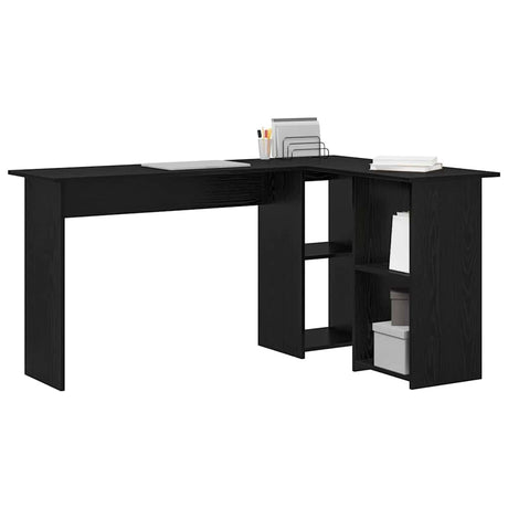 Vidaxl bureau zwart eiken 142 x 102 x 73 cm bewerkt hout