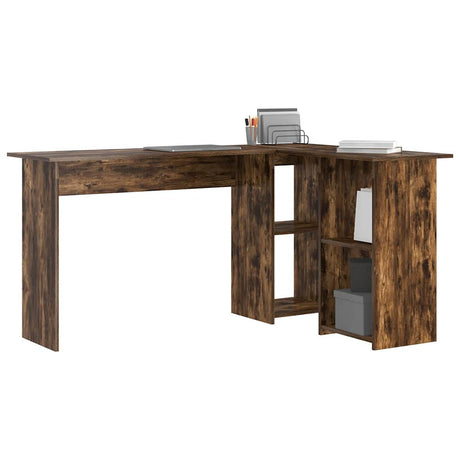 Vidaxl bureau gerookt eiken 142 x 102 x 73 cm bewerkt hout