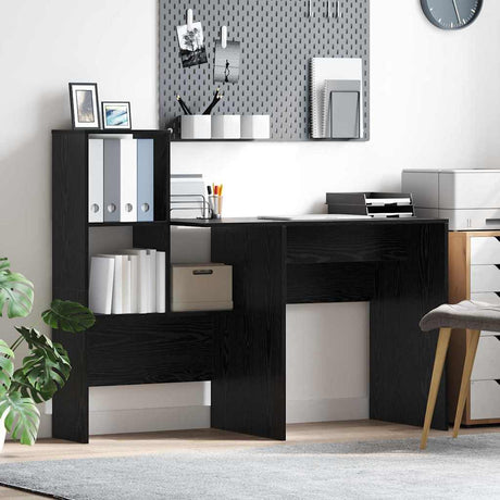 Vidaxl bureau zwart eiken bewerkt hout 131,5 x 50 x 106,5 cm
