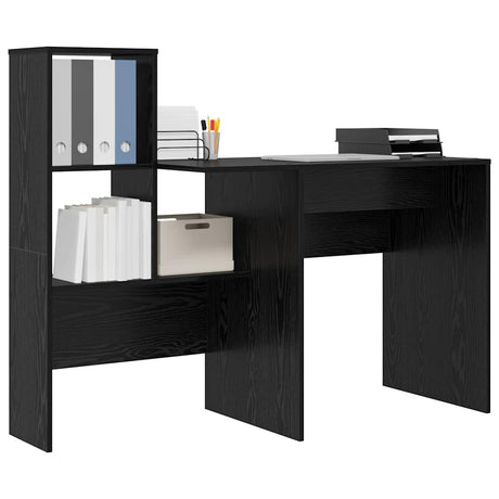 Vidaxl bureau zwart eiken bewerkt hout 131,5 x 50 x 106,5 cm