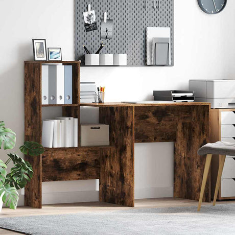 Vidaxl bureau gerookt eiken bewerkt hout 131,5 x 50 x 106,5 cm