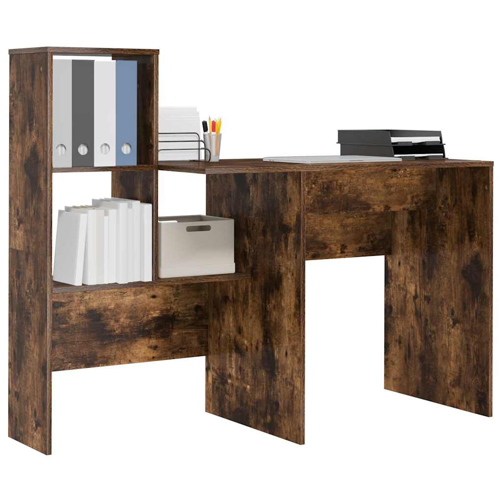 Vidaxl bureau gerookt eiken bewerkt hout 131,5 x 50 x 106,5 cm