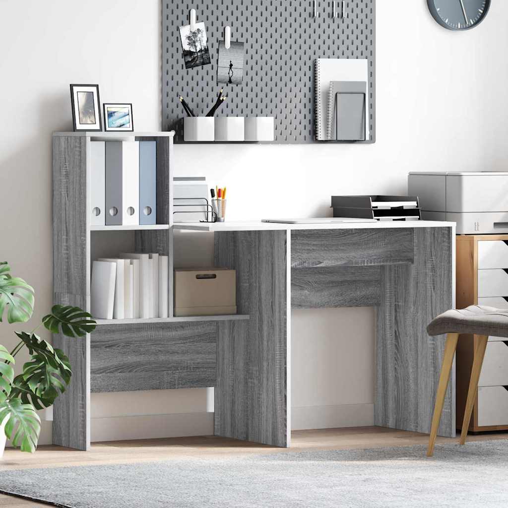 Vidaxl bureau grijs sonoma bewerkt hout 131,5 x 50 x 106,5 cm
